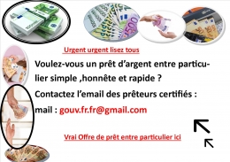 L'offre de prêt entre particulier serieux  en 24h international est-il possible ?  (Lu 44229 fois) ( gouv.fr.fr@gmail.co
