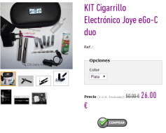 Kit Cigarro Electrónico eGo-C Doble por solo 26